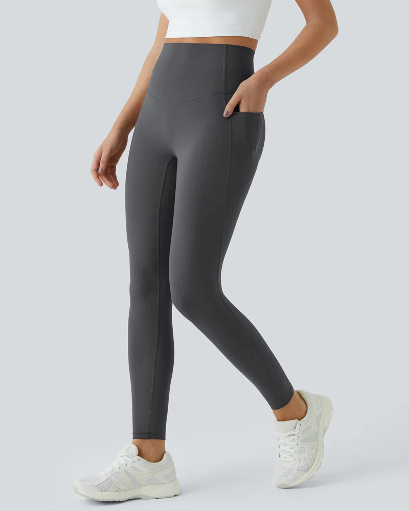 Butt Lifting Tummy Control Side Pocket High Waisted Shaping Training Leggings - Image 19
