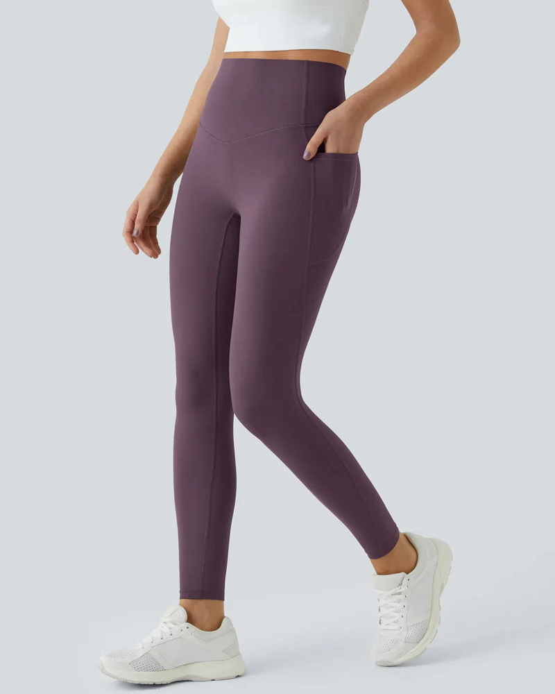 Butt Lifting Tummy Control Side Pocket High Waisted Shaping Training Leggings - Image 74