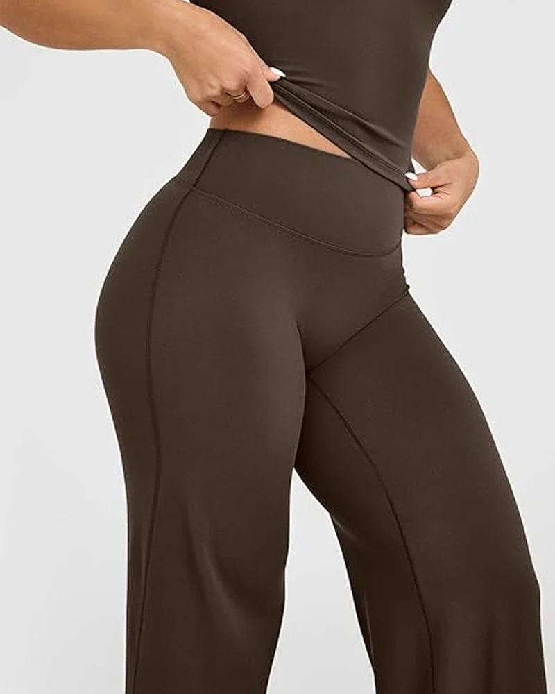 High Waist Stretch Casual Soft Straight Leg Bottoms - Image 13