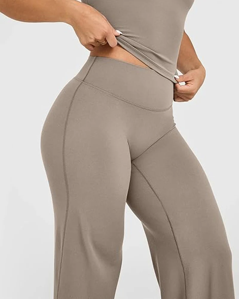 High Waist Stretch Casual Soft Straight Leg Bottoms - Image 17