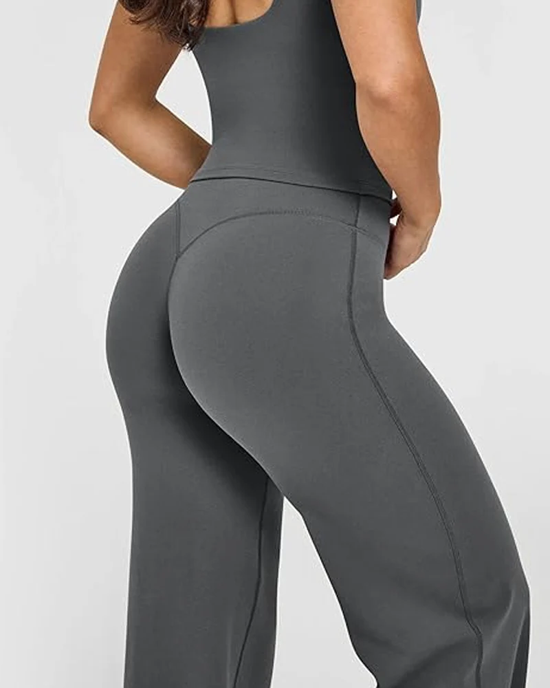 High Waist Stretch Casual Soft Straight Leg Bottoms - Image 7