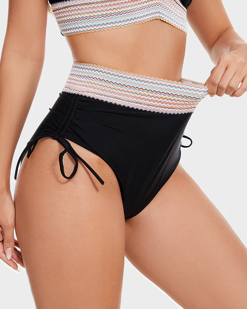 High Waisted Tummy Control Color Block Bikini Sets - Image 12