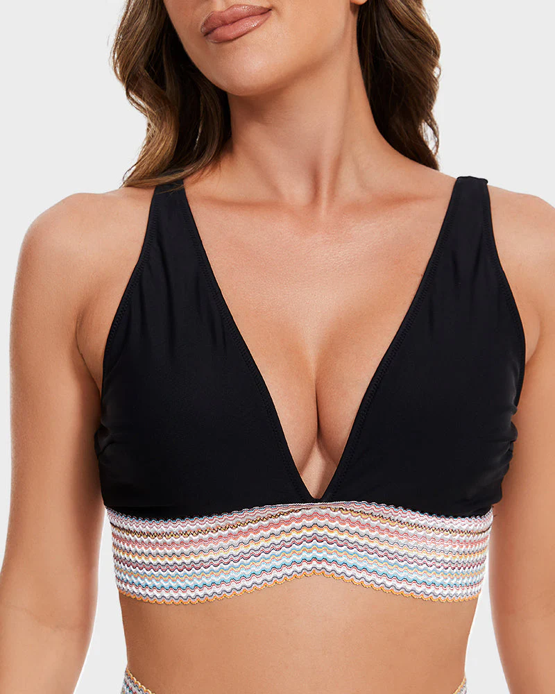 High Waisted Tummy Control Color Block Bikini Sets - Image 13
