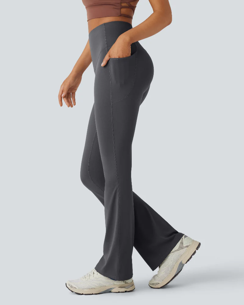 High Waisted Tummy Control Pocket Shaping Yoga Bootcut Leggings - Image 16