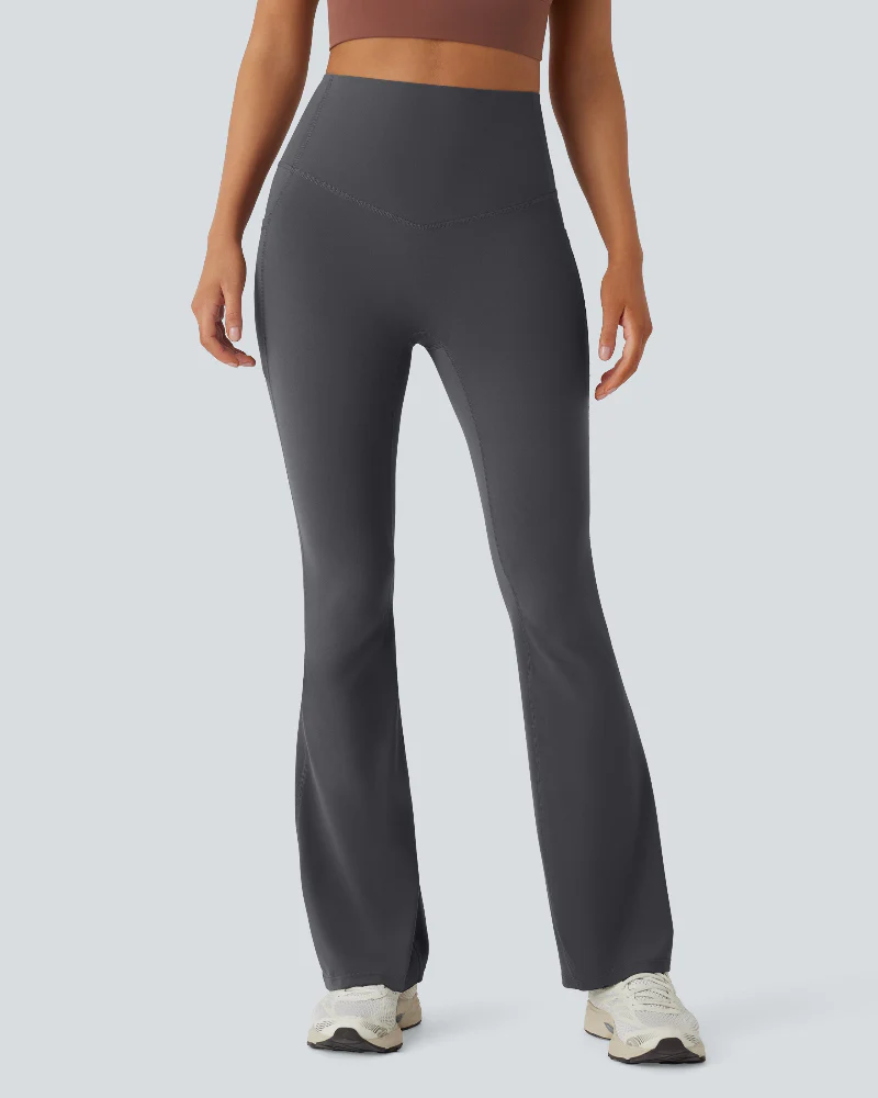 High Waisted Tummy Control Pocket Shaping Yoga Bootcut Leggings - Image 20