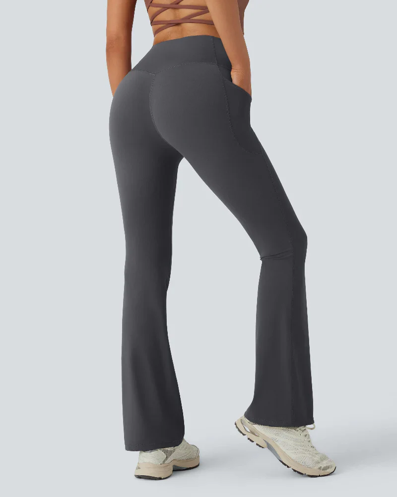 High Waisted Tummy Control Pocket Shaping Yoga Bootcut Leggings - Image 21