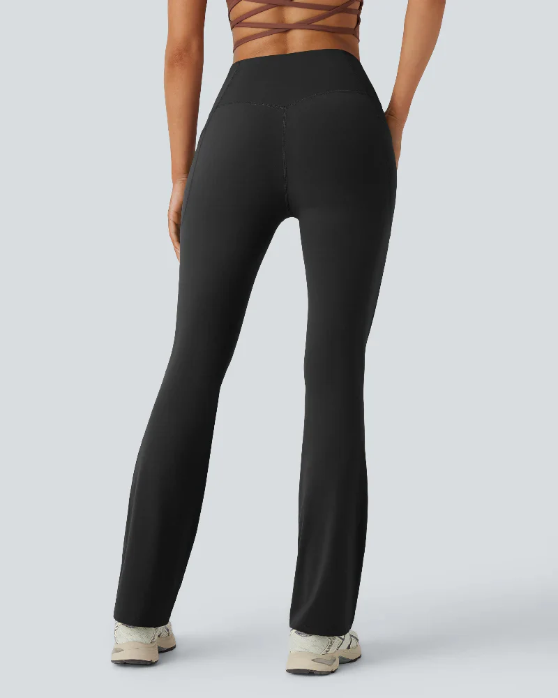 High Waisted Tummy Control Pocket Shaping Yoga Bootcut Leggings - Image 9
