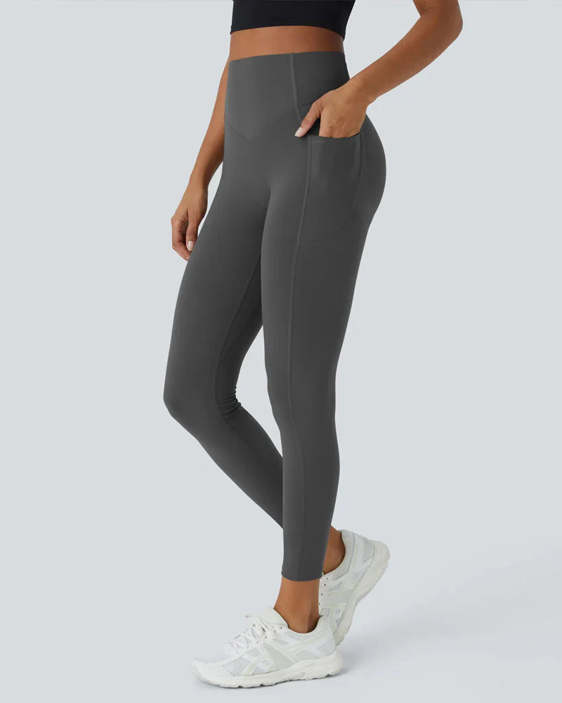 High Waisted Butt Lifting Tummy Control Side Pocket Shaping Training Leggings - Image 17