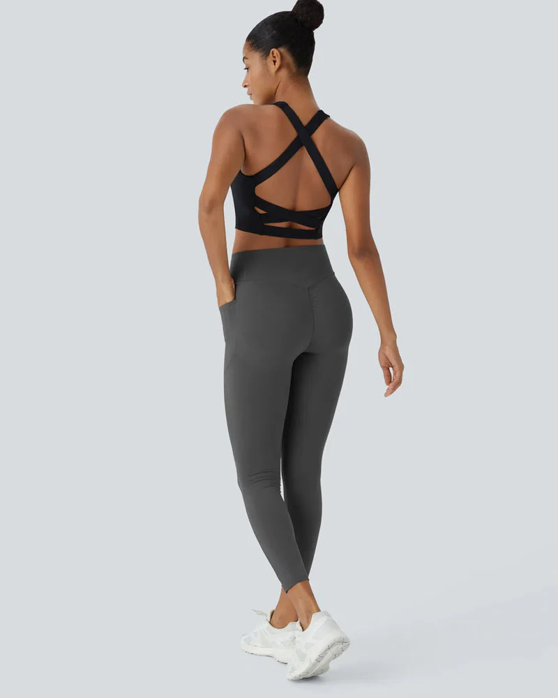 High Waisted Butt Lifting Tummy Control Side Pocket Shaping Training Leggings - Image 21
