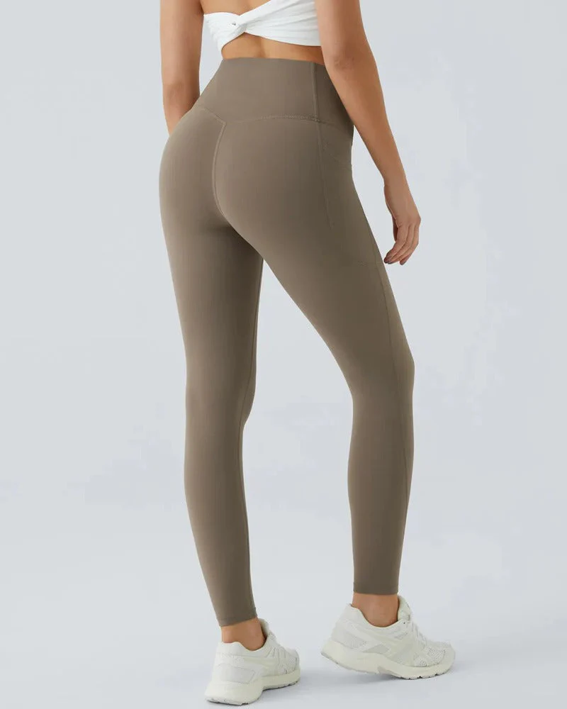 High Waisted Butt Lifting Tummy Control Side Pocket Shaping Training Leggings - Image 22