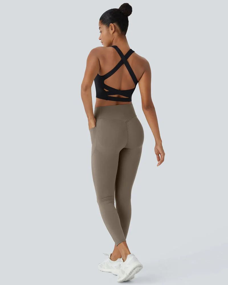 High Waisted Butt Lifting Tummy Control Side Pocket Shaping Training Leggings - Image 26