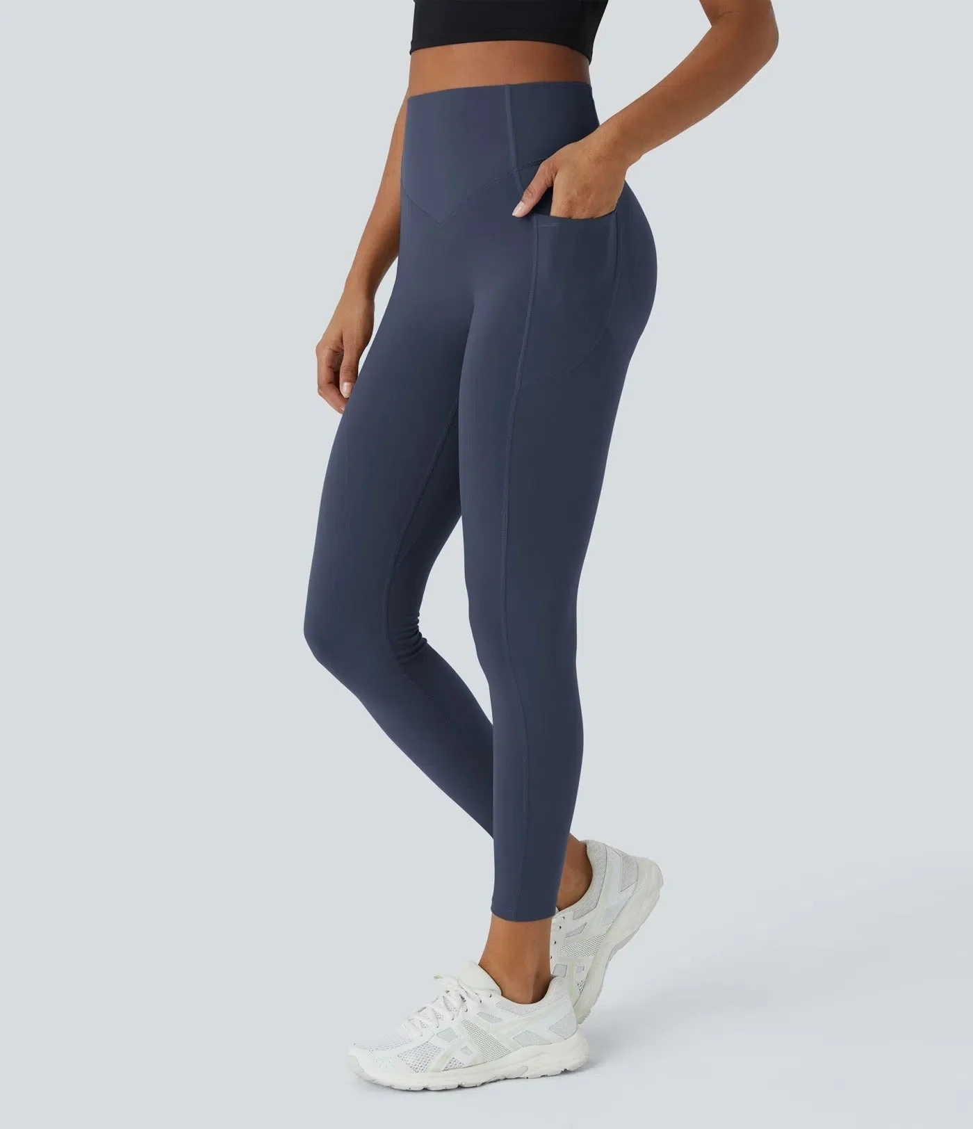 High Waisted Butt Lifting Tummy Control Side Pocket Shaping Training Leggings - Image 36
