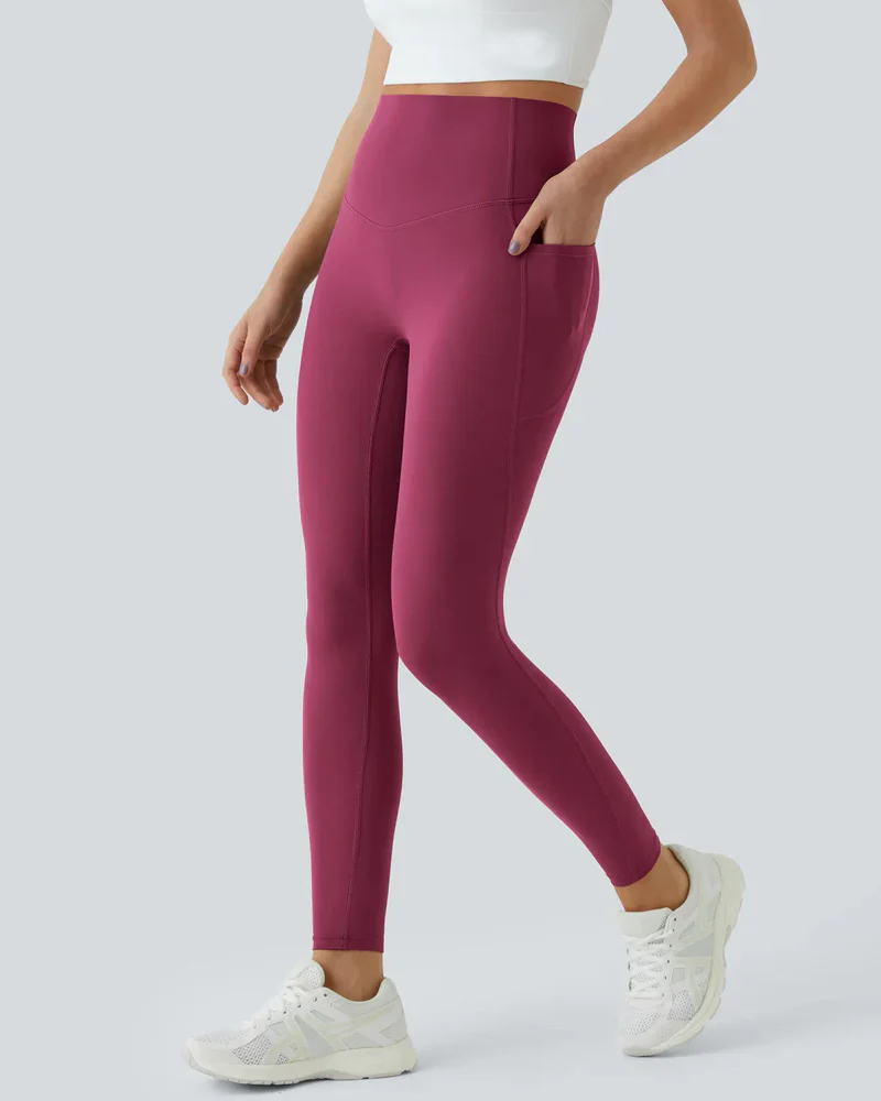 High Waisted Butt Lifting Tummy Control Side Pocket Shaping Training Leggings - Image 41