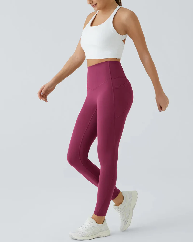 High Waisted Butt Lifting Tummy Control Side Pocket Shaping Training Leggings - Image 44