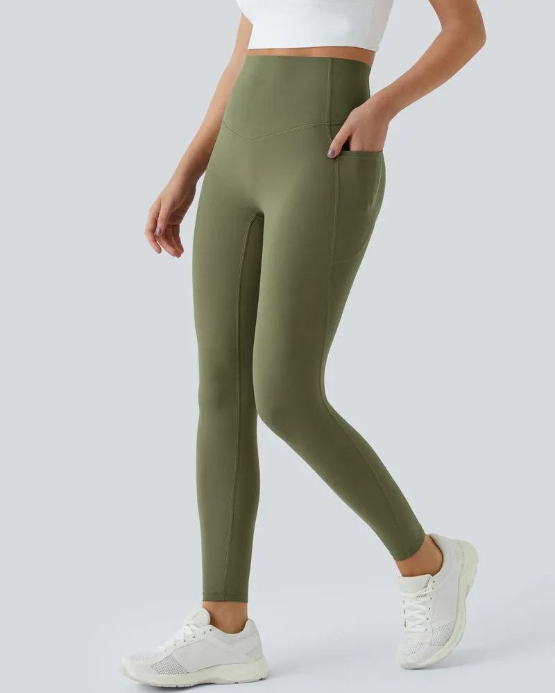 High Waisted Butt Lifting Tummy Control Side Pocket Shaping Training Leggings - Image 62