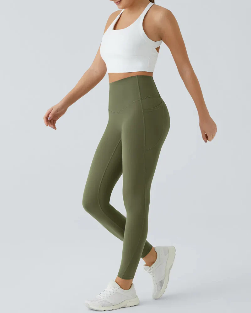 High Waisted Butt Lifting Tummy Control Side Pocket Shaping Training Leggings - Image 65