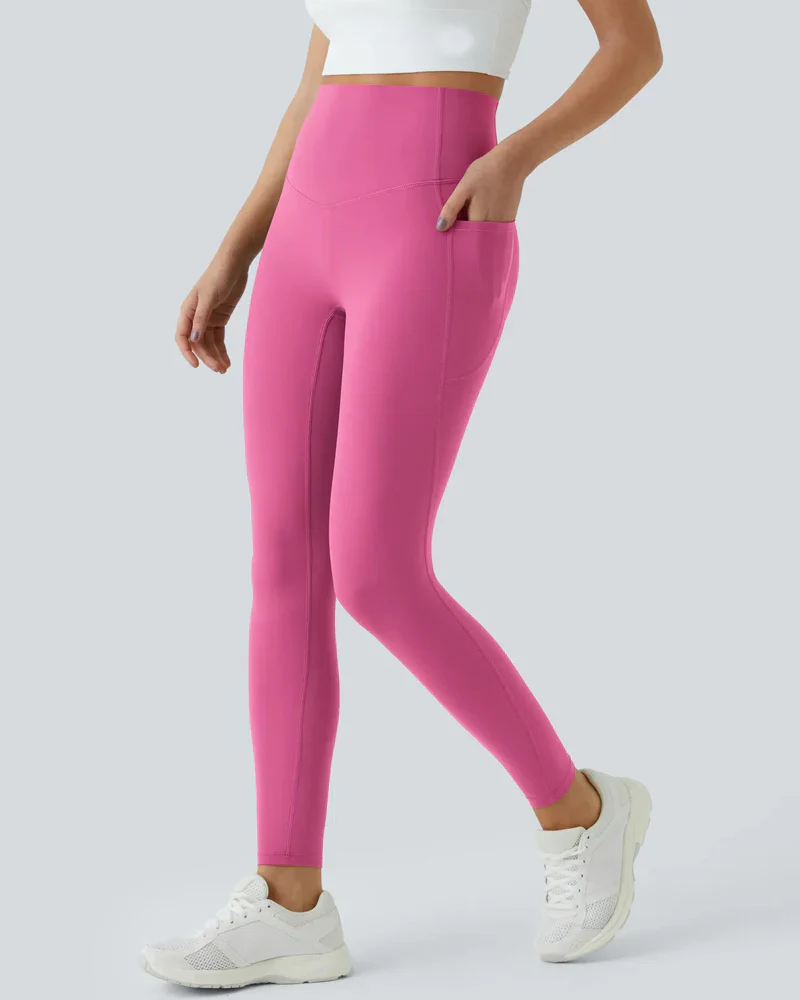 High Waisted Butt Lifting Tummy Control Side Pocket Shaping Training Leggings - Image 69