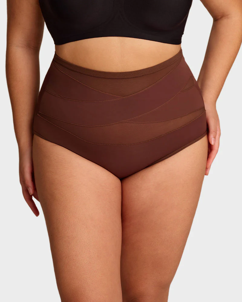 Plus-Size High-Waist Cross Tummy Control Panties (5 Pack) - Image 8