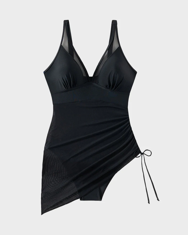 Slimming Mesh Sheer Sarong Wraps Bathing Suit - Image 33