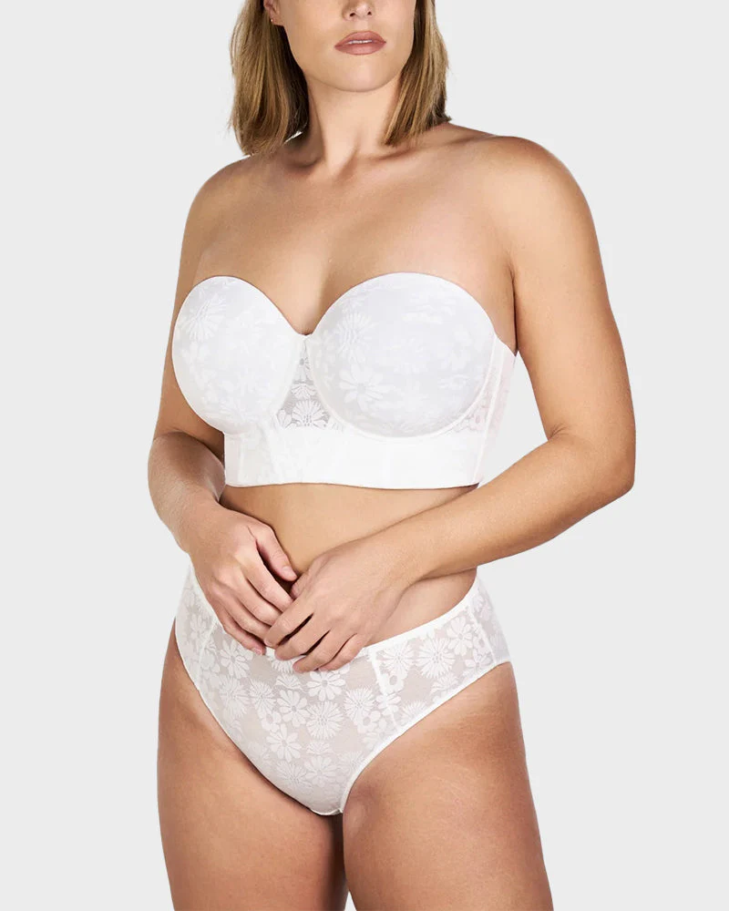 Smooth Lace Longline Strapless Underwire Bra - Image 10
