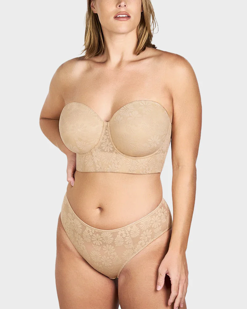 Smooth Lace Longline Strapless Underwire Bra - Image 5