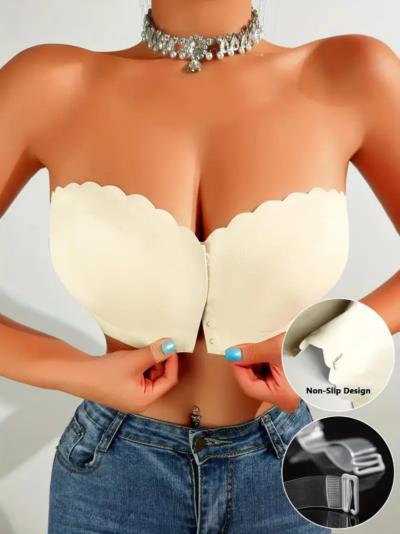 Wavy Trim Seamless Tube Top Bralette - Image 11