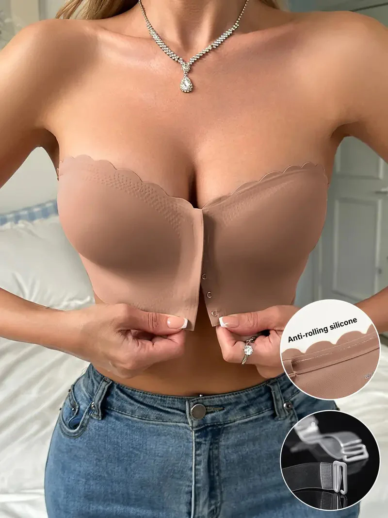 Wavy Trim Seamless Tube Top Bralette - Image 16