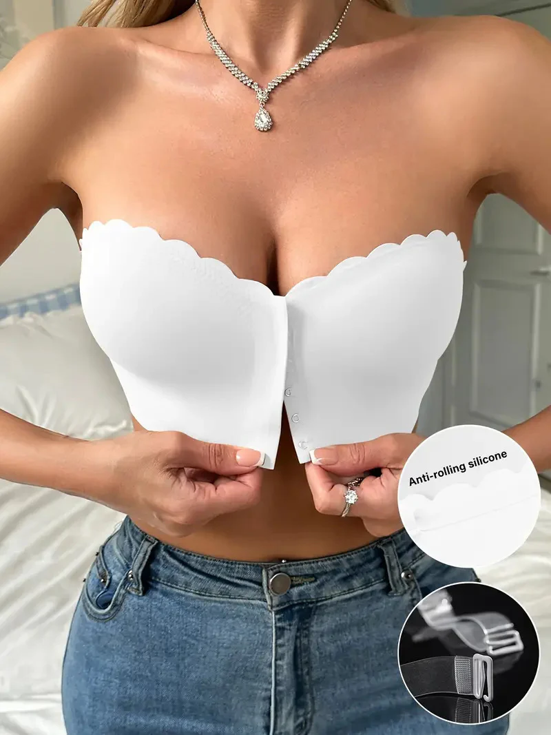 Wavy Trim Seamless Tube Top Bralette - Image 6