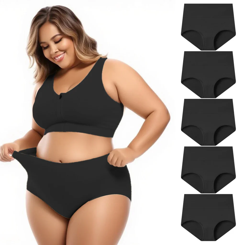 Women's Plus Size Cotton High Waisted Briefs - Image 14