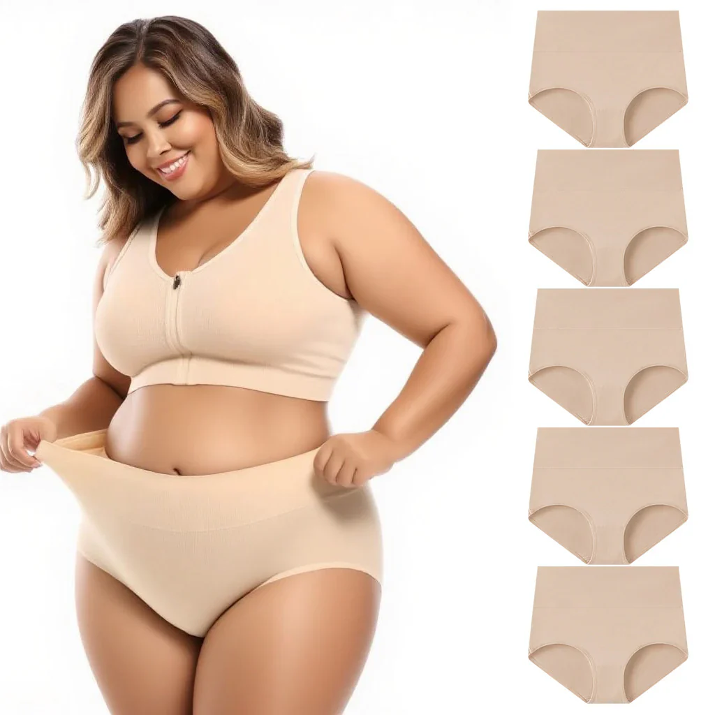 Women's Plus Size Cotton High Waisted Briefs - Image 15