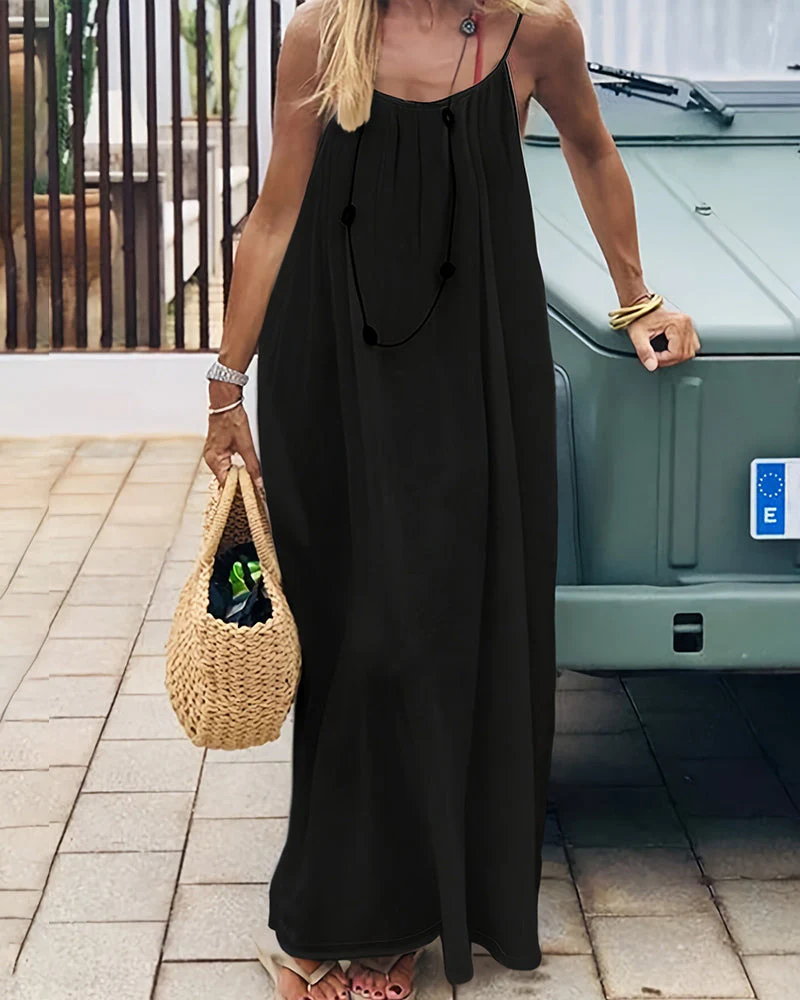 Women's Solid Color Backless Cami Dress - Image 14