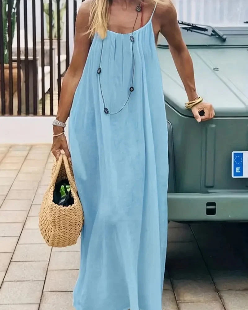 Women's Solid Color Backless Cami Dress - Image 9